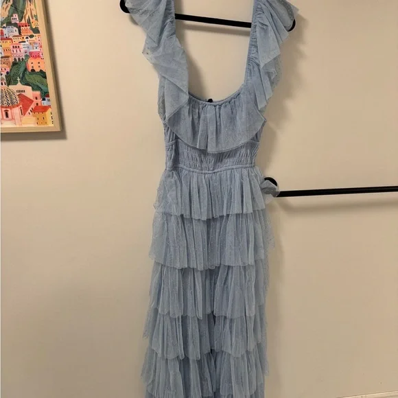 Blue Ruffled Maxi Dress - Picture 5 of 11